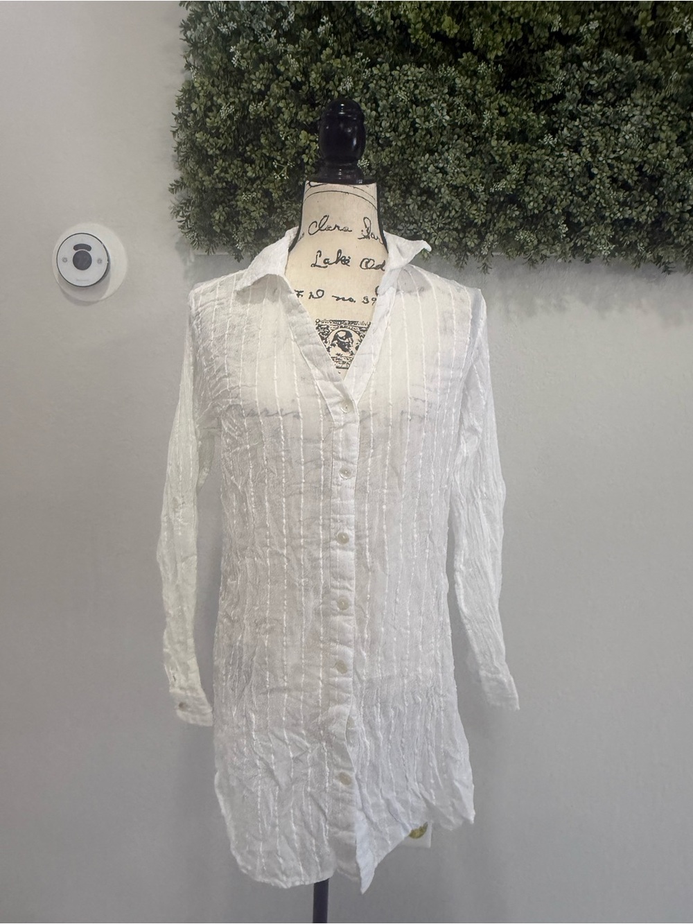 Club Z Collection White Sheer Button Front Swim Cover Up Size M